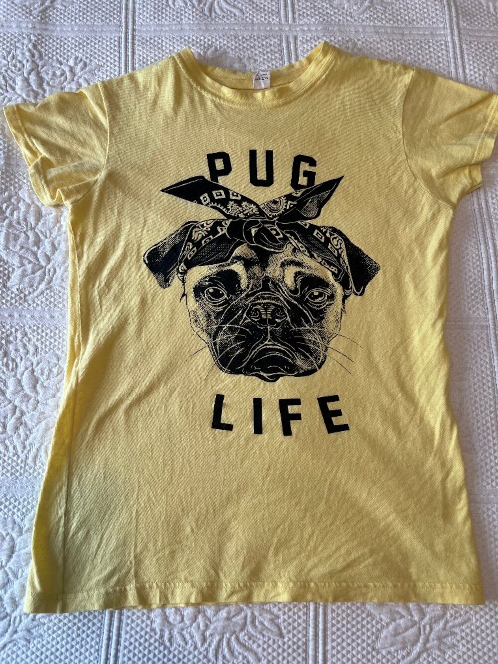 Yellow pug life cotton tee shirt